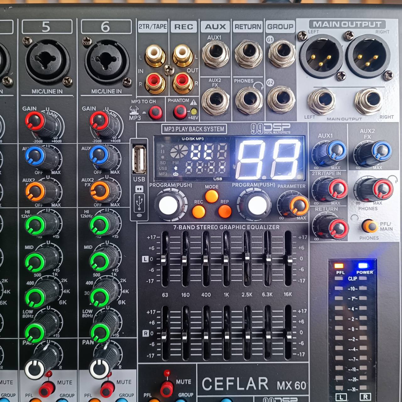 Ceflar MX-60 MIXER มิกเซอร์อนาล็อก ช่องเสียบไมค์ 6 ช่อง มิกเซอร์ เครื่องปรับแต่งเสียง มิกซ์เซอร์พร้อมเอฟเฟค MX 60 MX60 เอไอ-ไพศาล