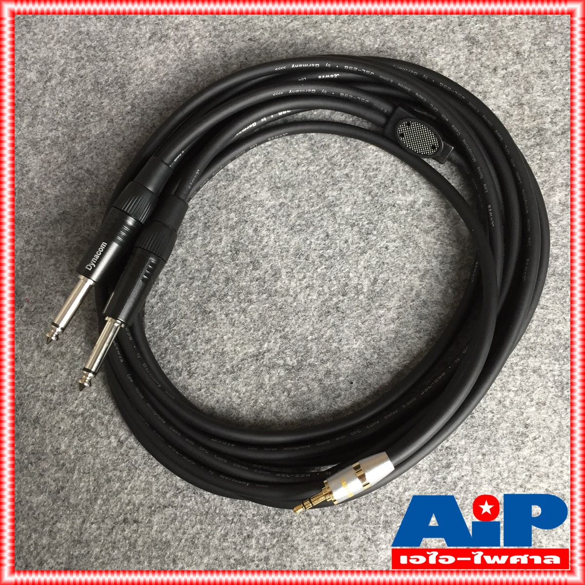 5เมตร DYNACOM สายP.TR-STออกP.MICเหล็กx2 J296/J304 สายดำ สายสัญญาณเสียง P.MONO 2P +TRS 5เมตร ยาว5เมตร เอไอ-ไพศาล
