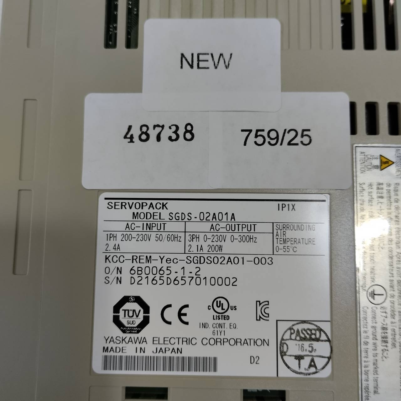 SGDS-02A01A SERVO DRIVE "YASKAWA"
