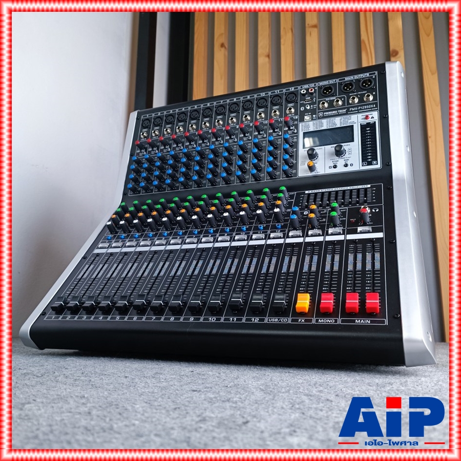 PROEUROTECH PMX-P12950 X4 POWERMIXER+บูลทูส เพาเวอร์มิกเซอร์ รุ่นใหม่ โปรยูโรเทค 12 ช่องไมค์ 4 ช่องขับลำโพง 950 วัตต์ ตัดความถี่ซับได้ PMXP12950X4 เอไอ-ไพศาล