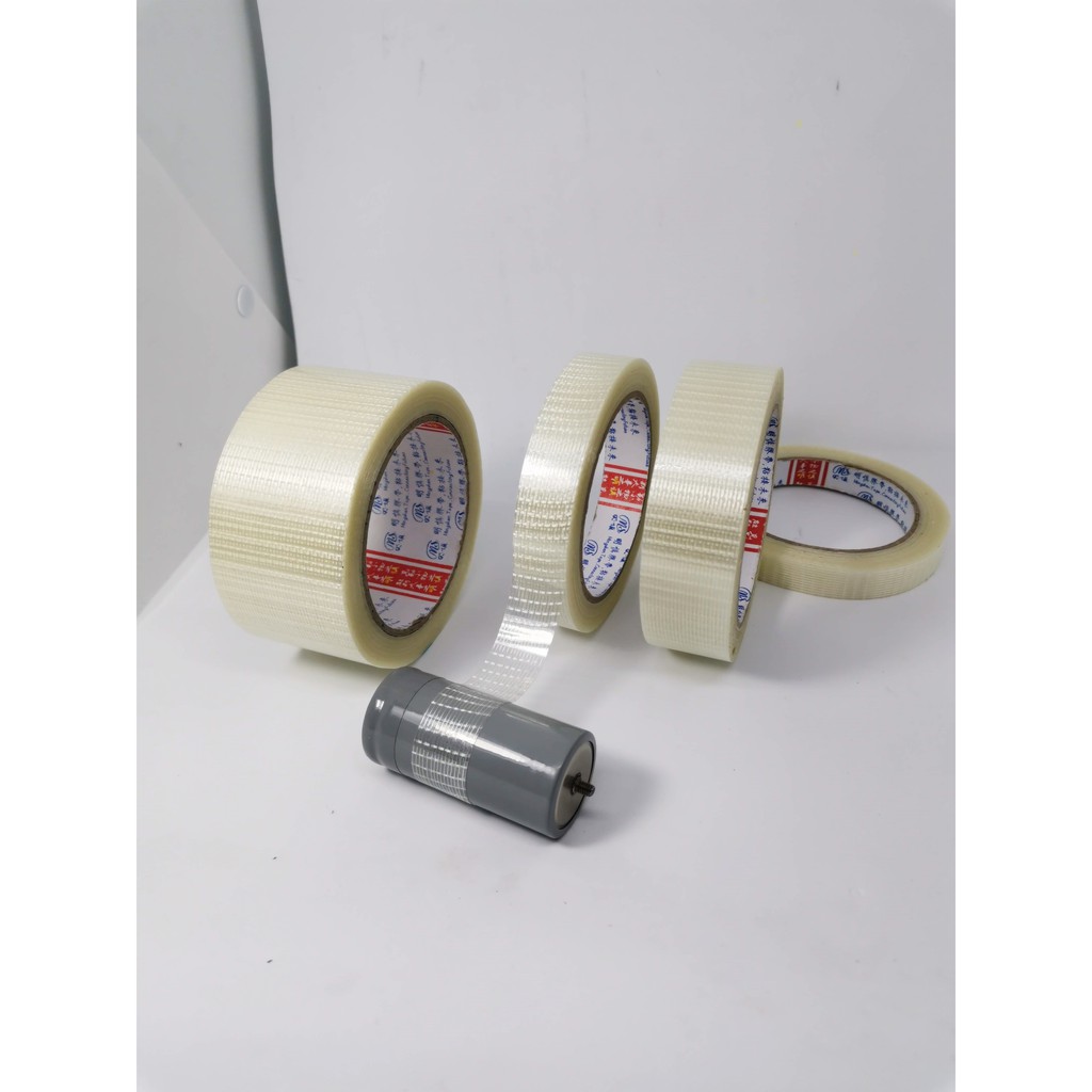 เทปใยสัปปะรด เทปตาข่ายไฟเบอร์กลาส ทนต่อแรงดึง เทปใยแก้ว Fiber tap สำหรับติดแบตเตอรี่ รัดของ