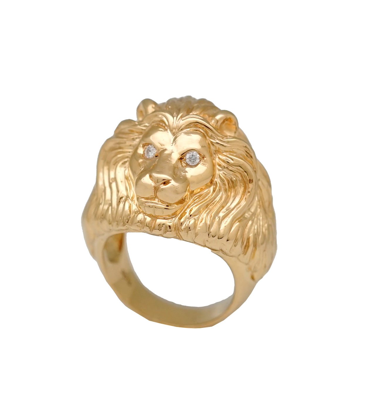 แหวนทองดีไซน์หัวสิงโตฝังตาเพชรแท้ข้างละ 2 เม็ด