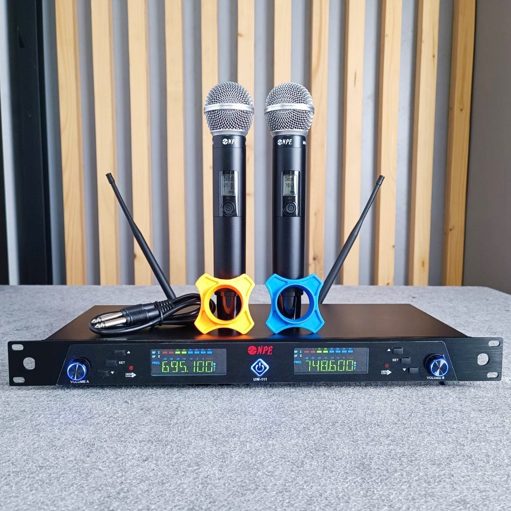 NPE UW-111/MH-58/MH-58 ไมค์ลอยคู่ ไมโครโฟนไรสาย คลื่นความถี่ใหม่ UHF (694-703MHz/748-758MHz) UW 111 / MH 58 เอไอ-ไพศาล