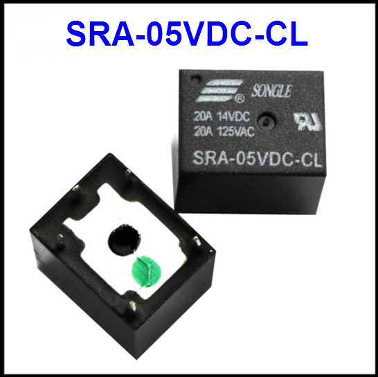 50pcs SRA-12VDC-CL 12V DC Coil 20A PCB General Purpose Relay – 5 Pin SPDT