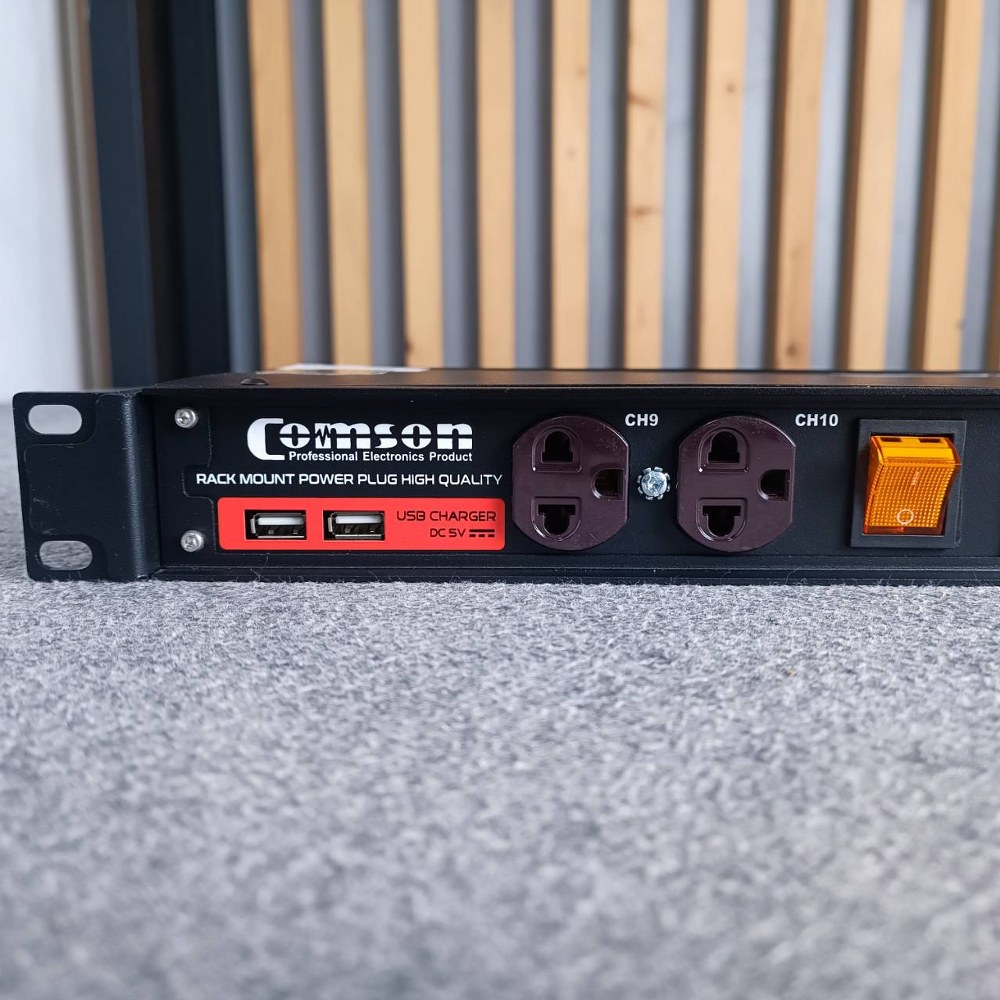 ปลั๊กน้ำตาล COMSON AEC-10 รุ่นใหม่ ปลั๊กRACK 12ช่อง มิเตอร์ วัด4แบบ AEC10 AEC 10 ปลั๊กพ่วงติดแร็ค ปลั๊กรางจ่ายกระแสไฟ คอมสัน หน้าจอแสดงผลและเบรกเกอร์ เอไอ-ไพศาล