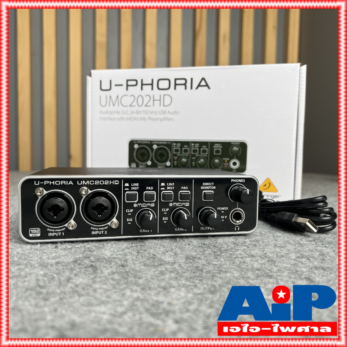 BEHRINGER UMC202HD BEHRINGER U-PHORIA UMC 202HD (USB ออดิโอ อินเตอร์เฟส ขนาด 2 แชนแนล ความละเอียด 24-bit/192kHz พร้อมปรีไมค์ระดับโลกจาก MIDAS) UMC 202 HD +++