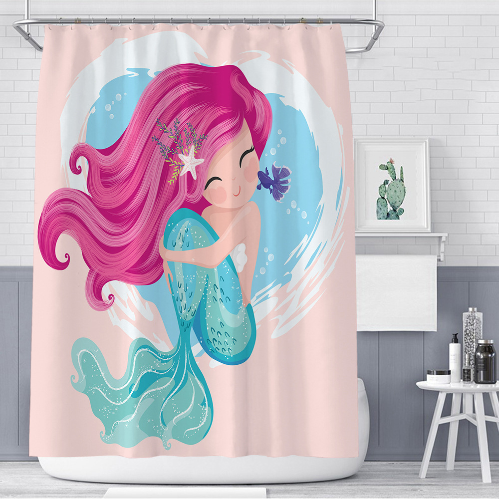 ผ้าม่านกั้นห้องน้ำ ม่านกั้นห้องน้ำลายเจ้าหญิง - Shower curtain hanging
