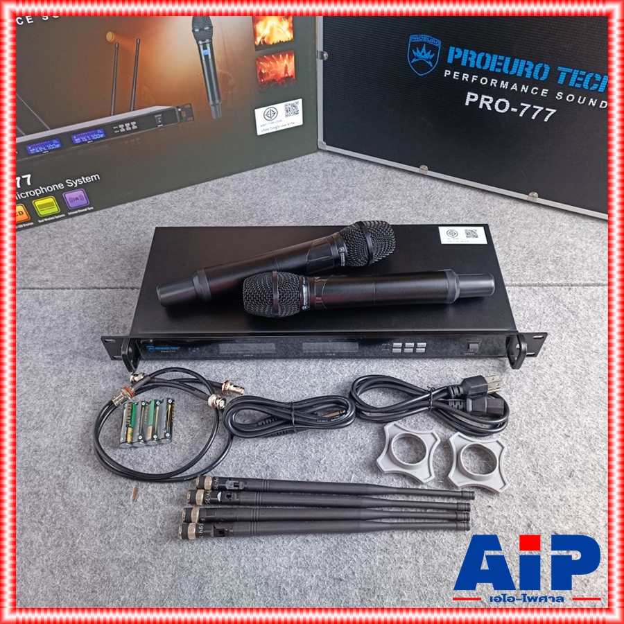 *รุ่นมีกระเป๋า* 4เสา PROEUROTECH PRO-777 ไมค์ลอยมือถือคู่UHF ไมค์ลอยปรับความถี่ มี2ช่วงความถี่ โปรยูโรเทค 4เสารับสัญญาณ PRO 777 PRO777 PRO EUROTECH เอไอ-ไพศาล