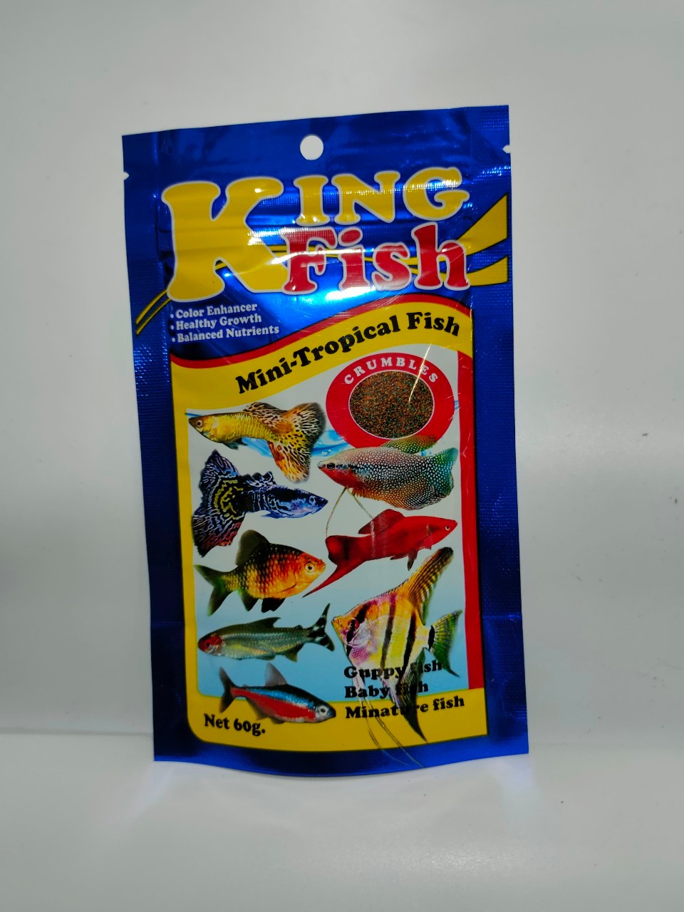 King Fish Mini Tropical 60g สีน้ำเงิน สำหรับปลาสวยงามขนาดเล็ก แบบเกล็ด ุ
