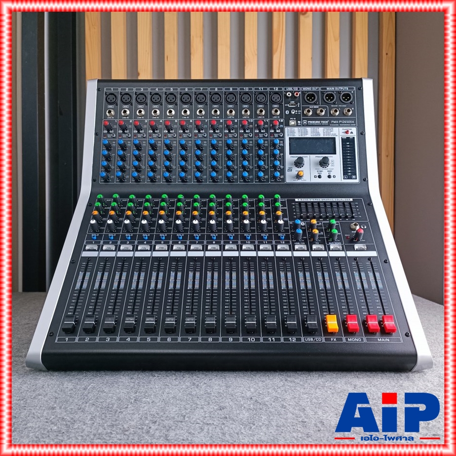 PROEUROTECH PMX-P12650 X4 POWERMIXER+บูลทูส เพาเวอร์มิกเซอร์ รุ่นใหม่ โปรยูโรเทค 12 ช่องไมค์ 4 ช่องขับลำโพง 650 วัตต์ ตัดความถี่ซับได้ PMXP12650X4 เอไอ-ไพศาล