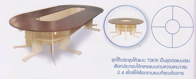 ชุดโต๊ะประชุมมุมโค้ง พร้อมชั้นวางของ TK รุ่น TMO-1, TMO-2