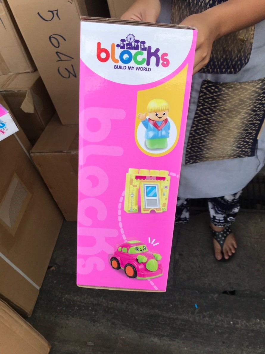 6942 ของเล่นเด็กโต๊ะบล็อกตัวต่อสีชมพู กล่องใหญ่