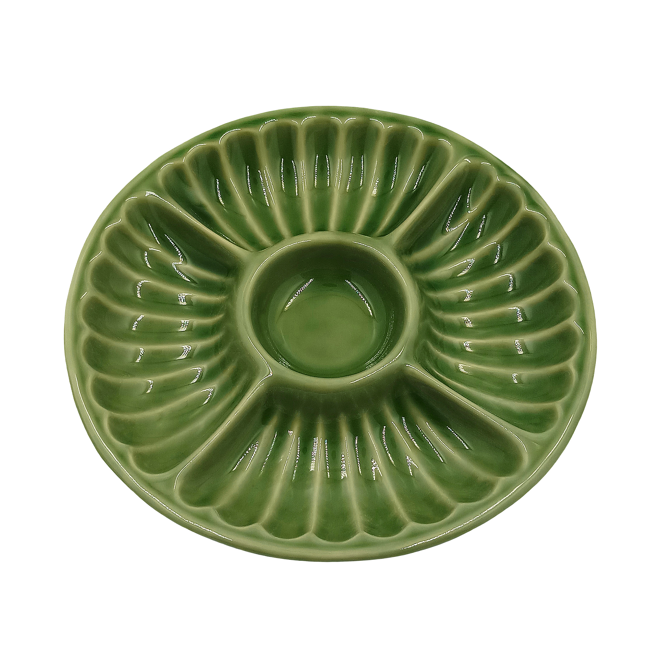 CDC-A002 จานออเดิร์ฟเซรามิคสีเขียว จานชามเซรามิคเข้าไมโครเวฟได้ ทนความร้อนสูง ใส่อาหารปลอดภัย