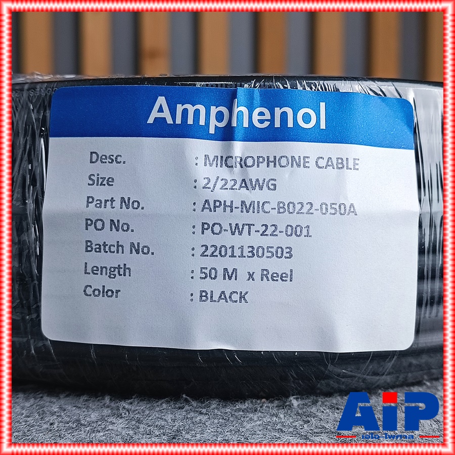 ขด50เมตร AMPHENOL สายไมค์ B022 สีดำ MIC-B022 สายไมค์สเตอริโอ B 022 B-022 สาย สัญญาณ สเตอริโอ เอไอ-ไพศาล