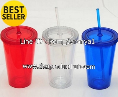 แก้วน้ำ 2 ชั้น ทรงสตาร์บัค พร้อมหลอด, แก้วพลาสติก 2 ชั้นทรงสตาร์บัค,ของพรีเมี่ยม, สินค้าพรีเมี่ยม, ของที่ระลึก, ของชำร่วย, ของขวัญปีใหม