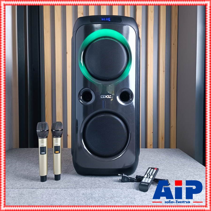 GXL GL-100T ลำโพง10นิ้วx2 พร้อม ไมค์ลอยคู่ รีโมท ทรง PARTYBOX PARTY BOX GL100T GL 100 T GL-100 T เอไอ-ไพศาล