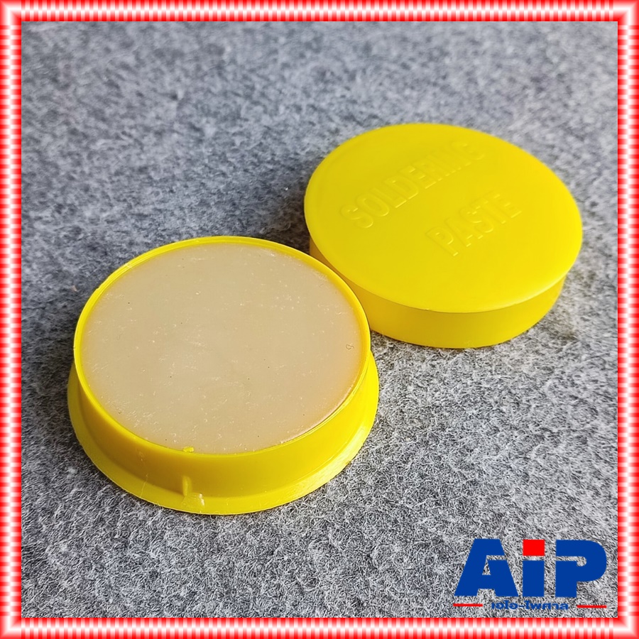 1ตลับ ฟักไซด์ หรือ ฟลักซ์ น้ำยาประสานสำหรับบัดกรี ( Flux or Soldering Paste ) ตลับสีเหลือง A2 ใช้ร่วมกับ ตะกั่ว งาน บัดกรี