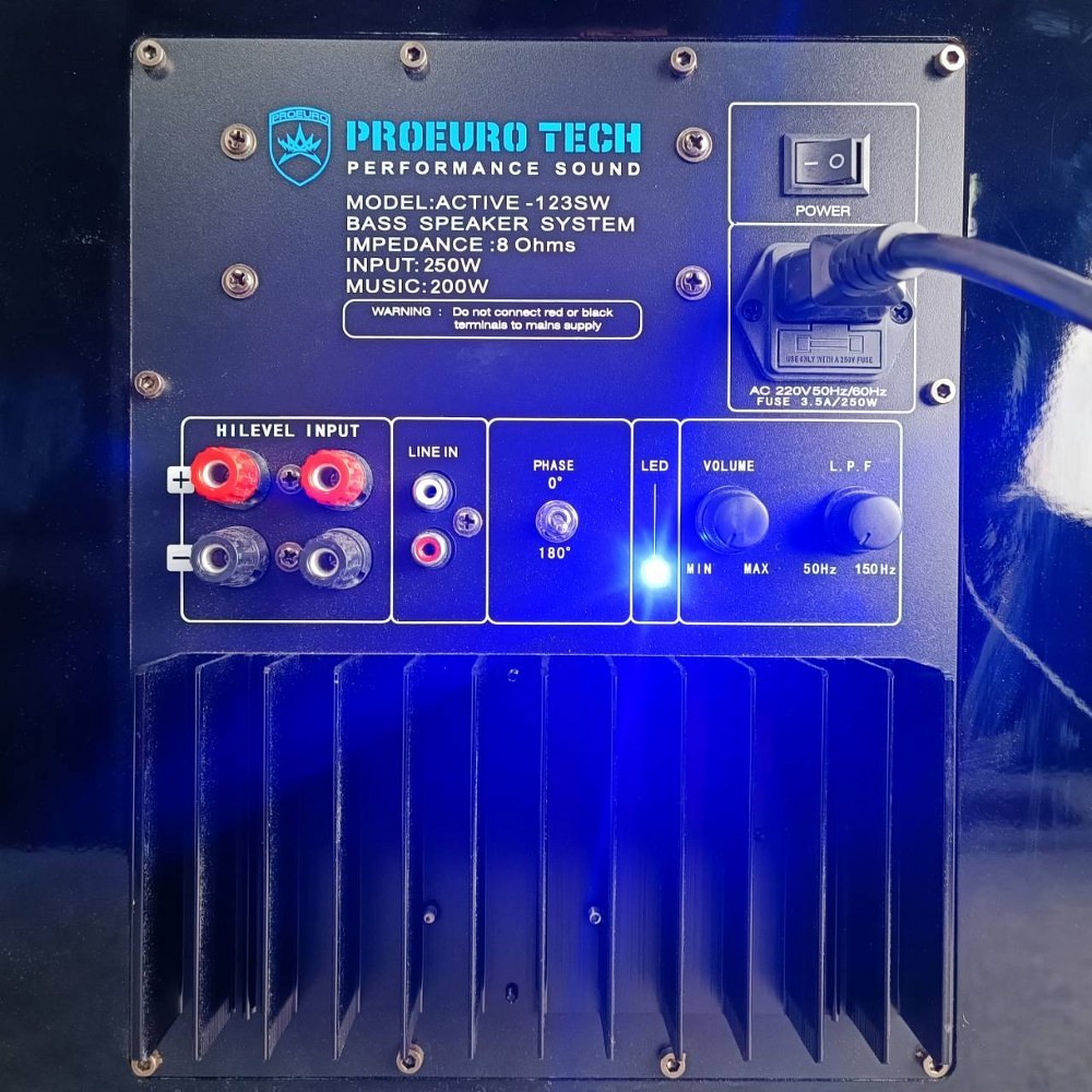 PROEUROTECH ACTIVE-123SW ตู้ซับมีขยาย ACTIVE 123SW ACTIVE123SW ตู้ลำโพงซับวูฟเฟอร์ Active Speaker 12นิ้ว เอไอ-ไพศาล