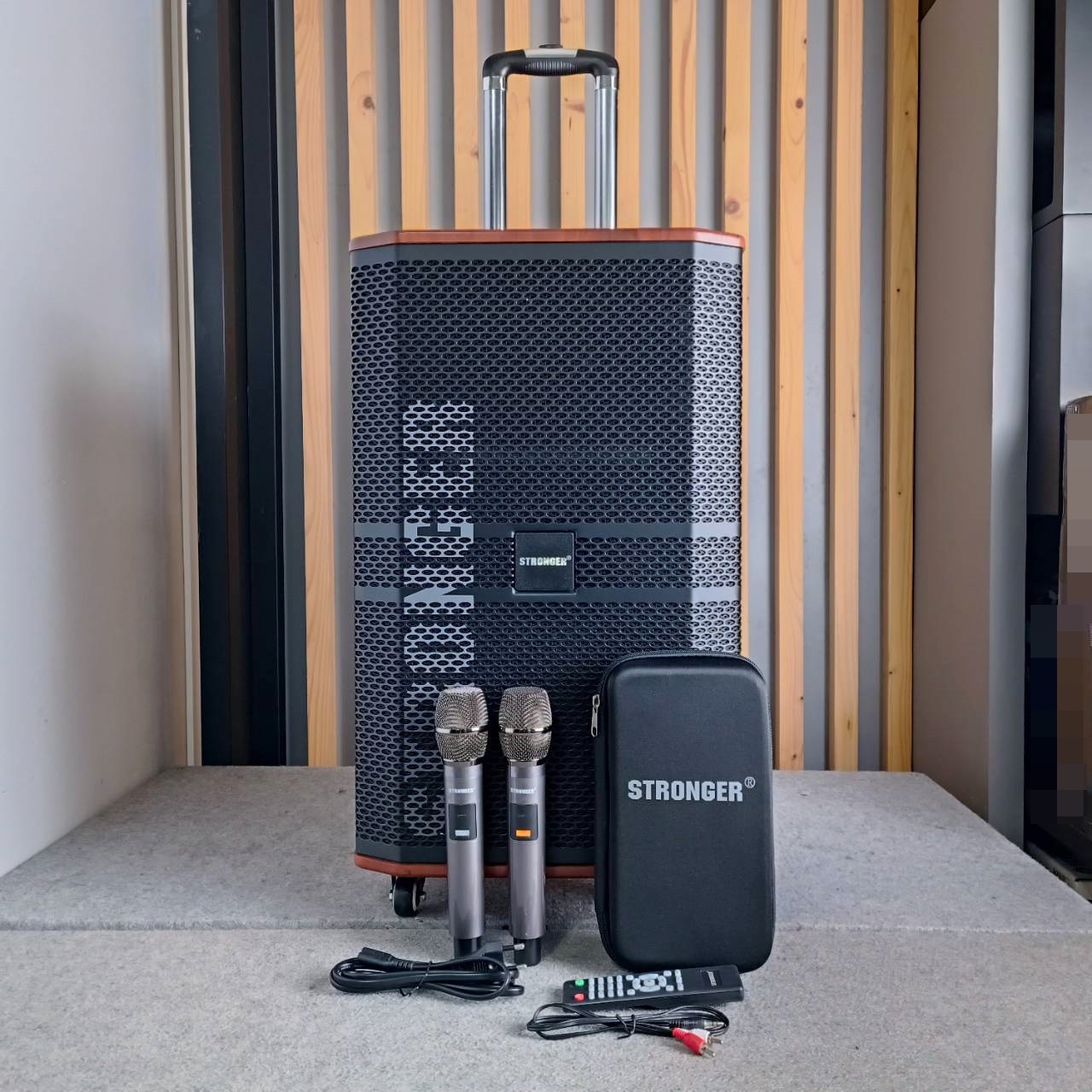STRONGER STG-8112A ตู้ลำโพงไม้ ล้อลาก 12นิ้ว พร้อมไมค์ลอย ลำโพงบลูธูท ลำโพงพกพา ลำโพงล้อลาก ลำโพงกลางแจ้ง STG 8112A STG8112A เอไอ-ไพศาล