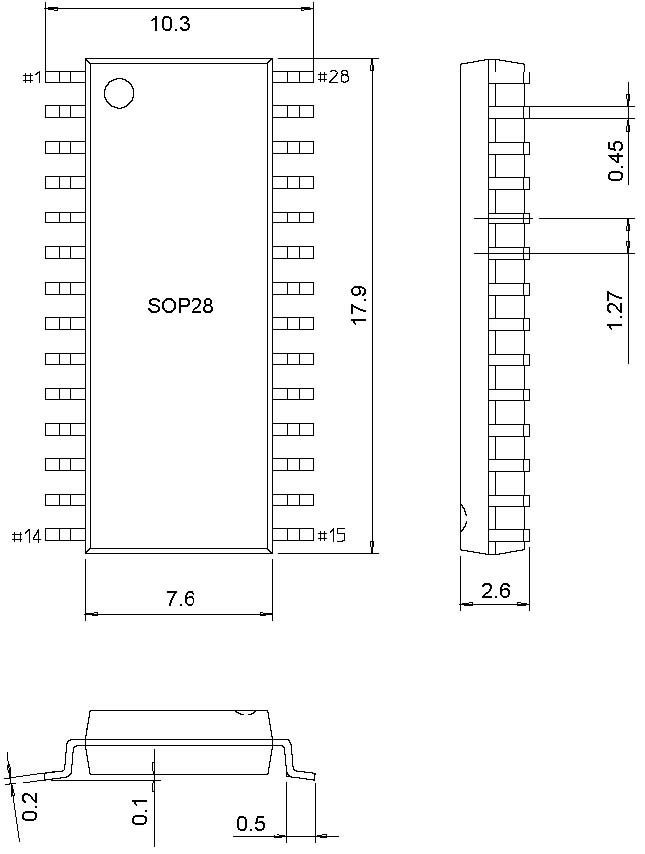 SOIC28 Socket 300mil to DIP28 Adapter(SOIC16W,SOIC20,SOIC28 to DIP28) แบบกดปิด