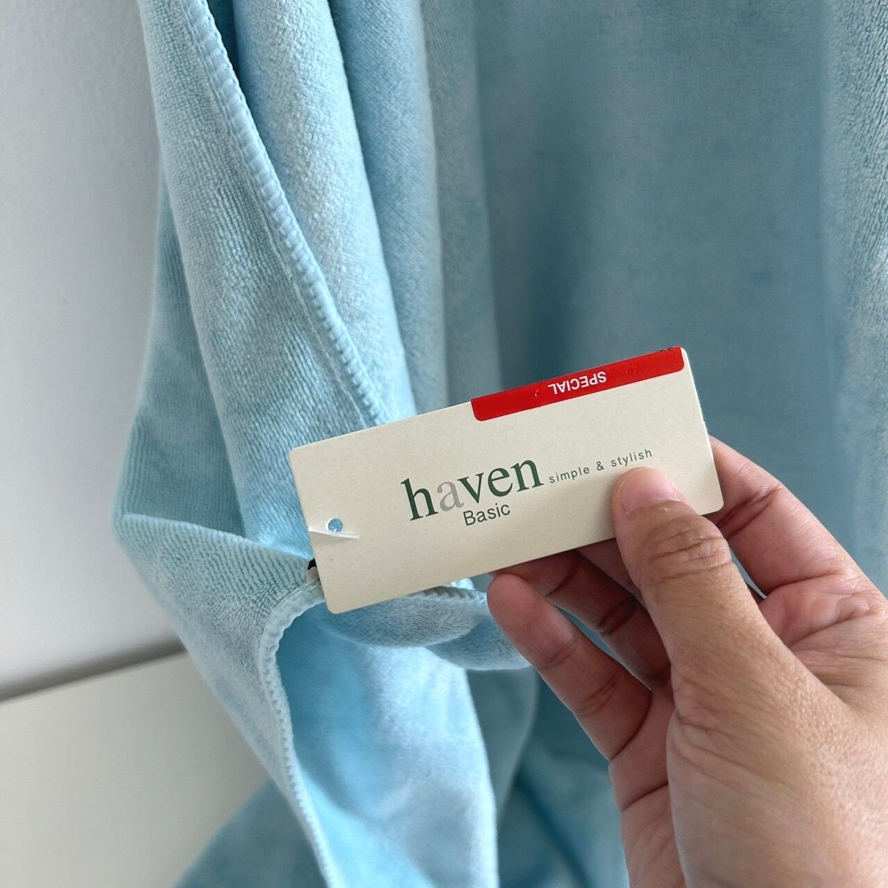 🍀HAVEN Towel Microfiber🍀ผ้าเช็ดตัว ผ้าขนหนู ไมโครไฟเบอร์ ขนาด 28*56 นิ้ว HAVEN แท้💯Mc Sweet : Blue