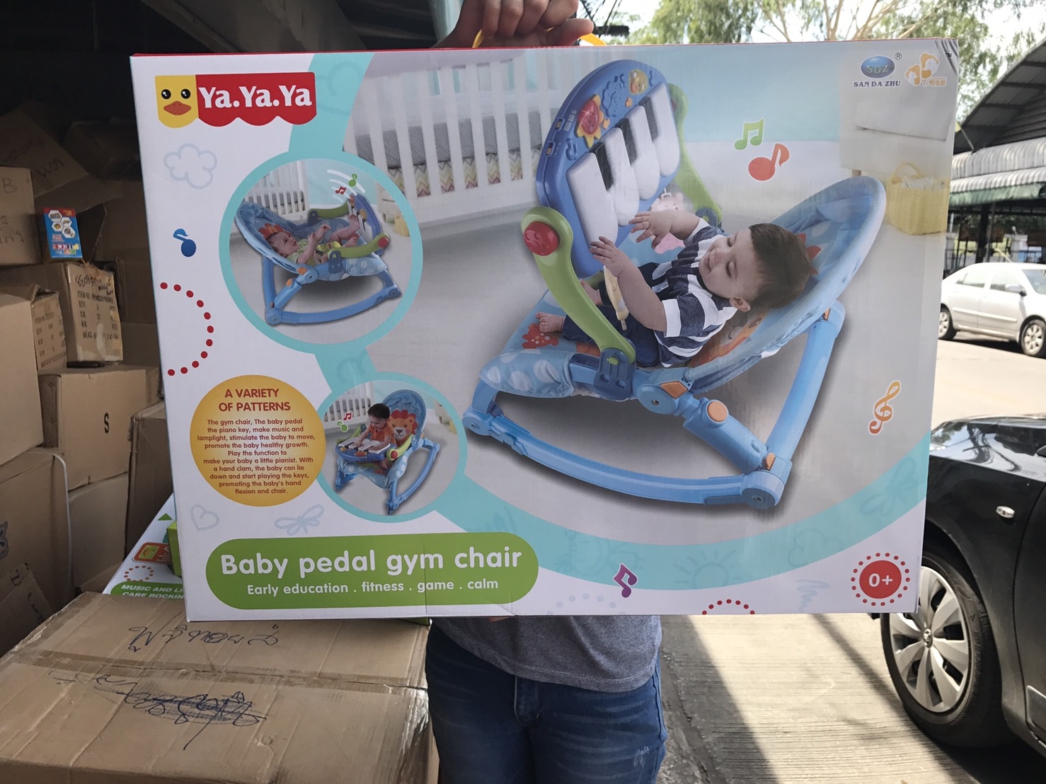 3689-1 ของเด็กเปลโยกสั่นพร้อมเปียนโนเท้า เปลเด็กอ่อน กล่องใหญ่มาก งานดี ปลีกชิ้นละ