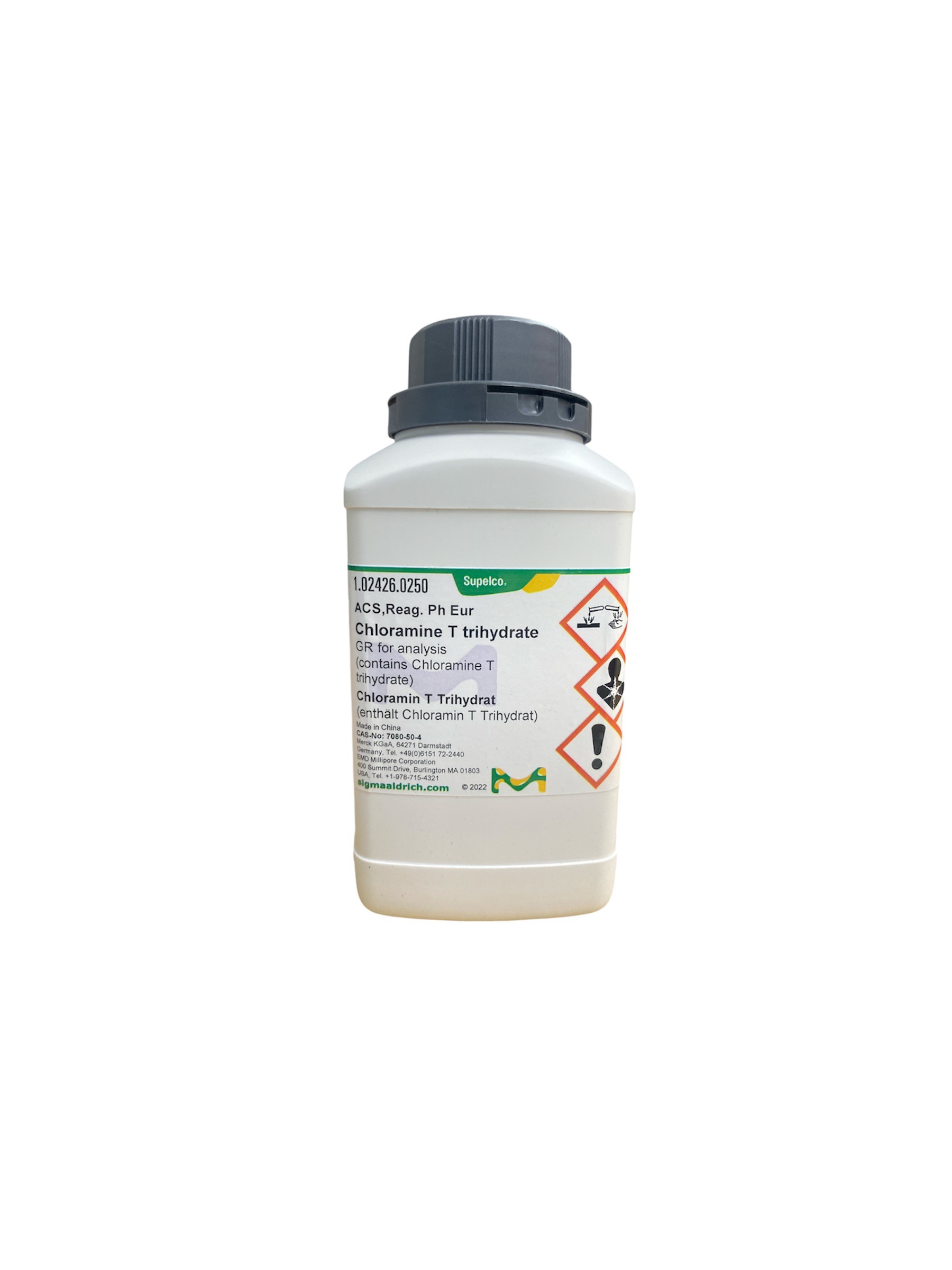 Chloramine T trihydrate GR for analysis ACS,Reag. Ph Eur, 250 g -Merck102426