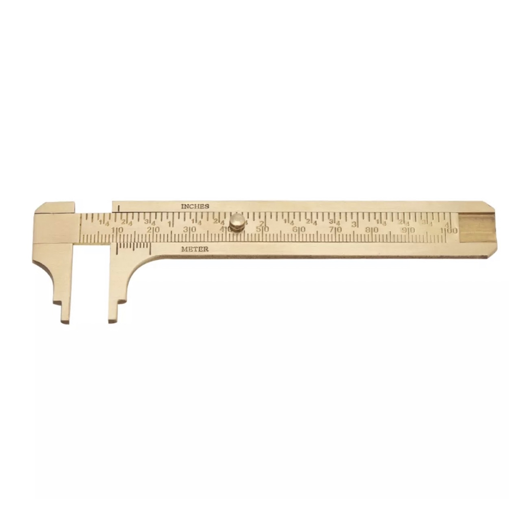 เวอร์เนีย เวอร์เนียทองเหลือง เวอร์เนียวัดขนาดงาน 0-100mm 4นิ้ว Vernier Caliper Scale วัดขนาด วัด ทองเหลือง น็อต สกรู ข้อต่อ ไม้บรรทัด