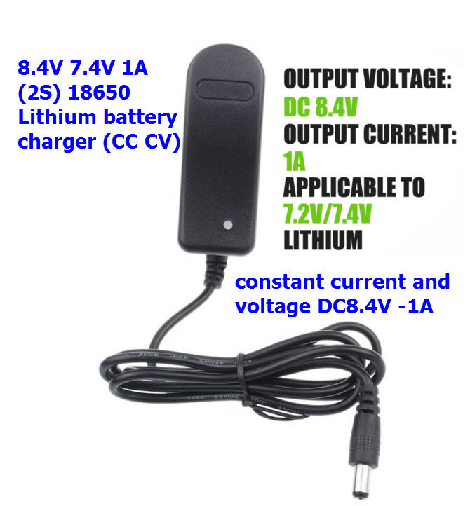 8.4V / 7.4V Lithium ion/Polymer Charger with 1A Charging Current Lipo Battery Charger with DC head 5.5 * 2.1mm Indicator LED