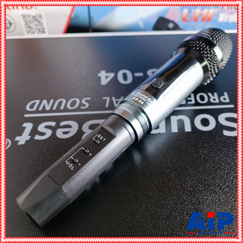 SOUNDBEST AS-04 ไมค์ลอยคู่ UHF ไมค์ลอยแบบถือ ไมโครโฟน ไมค์ลอยไร้สายแท้ ซาวด์เบส รุ่น AS 04 AS04 เอไอ-ไพศาล +++