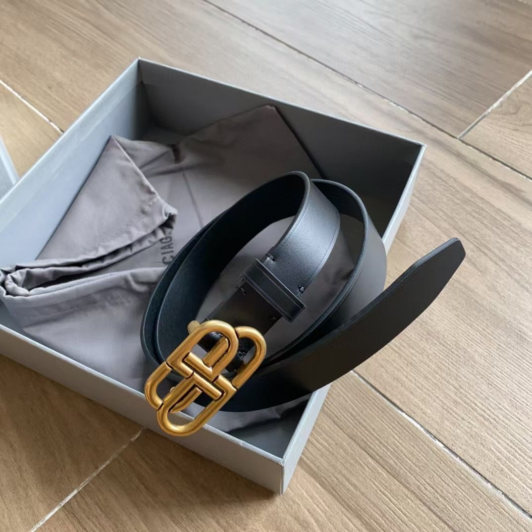 **do** เข็มขัด Balenciaga WOMEN'S BB THIN BELT IN BLACK 2.5 cm สินค้าใหม่ ของแท้