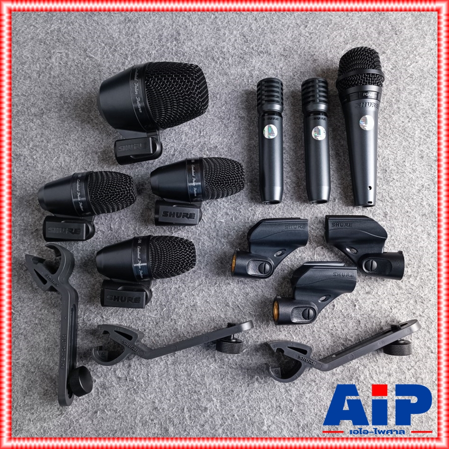 SHURE PGADRUMKIT7 ชุดไมค์กลอง ชุดไมค์กลอง7ชิ้น ของแท้ของมหาจักร ไมโครโฟนแบบมีสาย (ดำ) ชุดไมค์PGADRUMKIT7 เอไอ-ไพศาล +++