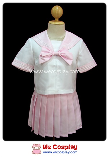 ชุดนักเรียนญี่ปุ่น แขนสั้น สีชมพูอ่อน