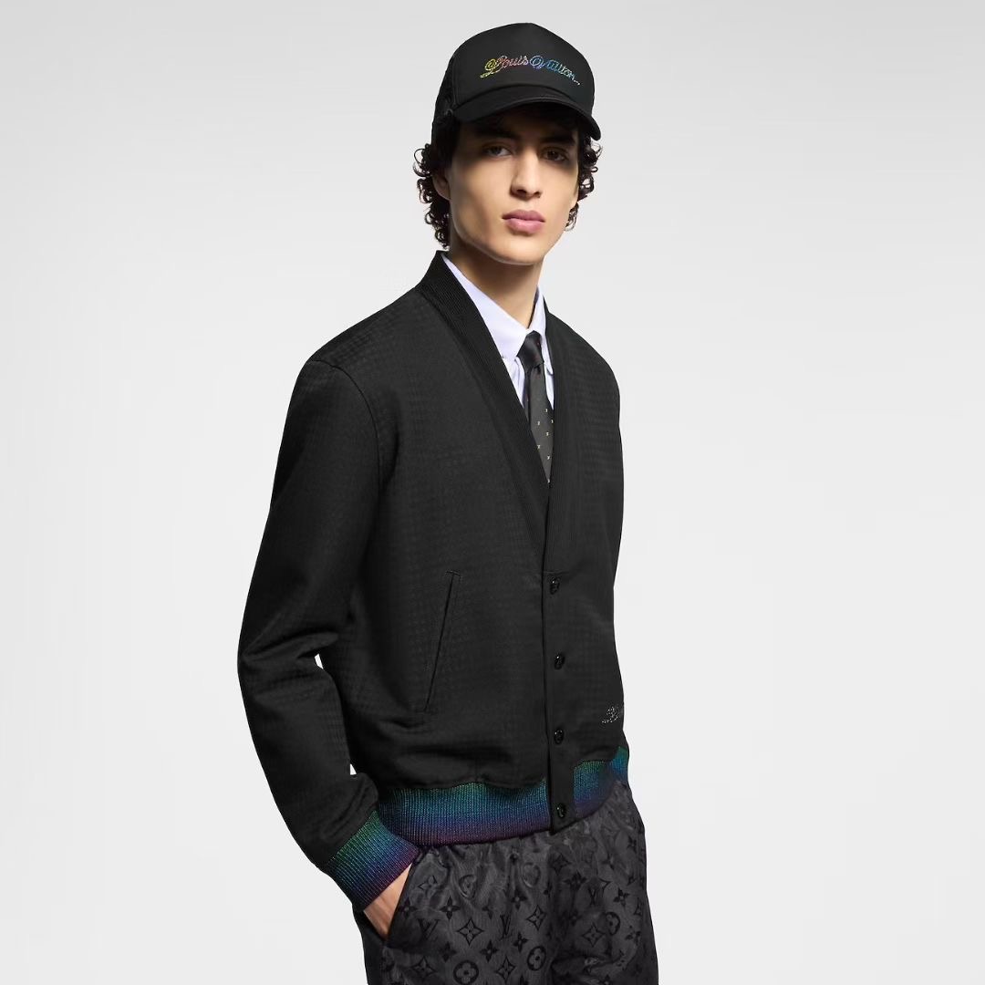 **do** เสื้อแจ็คเก็ต LV บลูซงคาร์ดิแกนผ้าวูลสไตล์ Preppy สินค้าใหม่ ของแท้