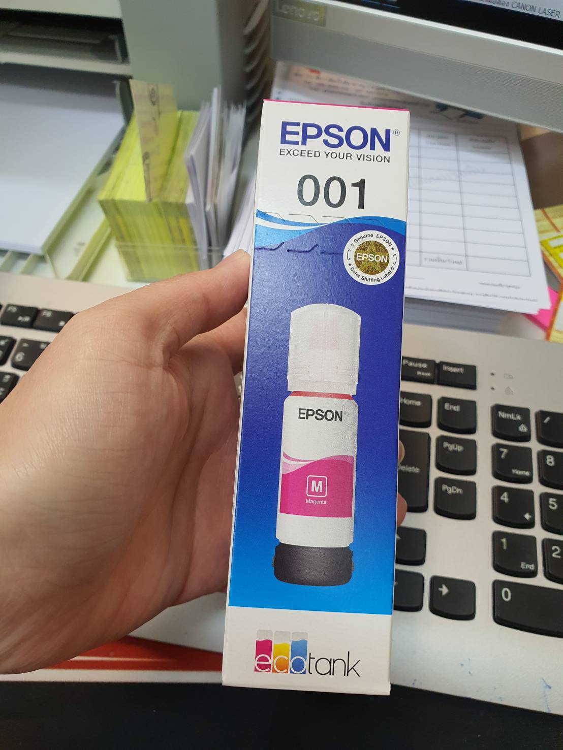 น้ำหมึกปริ้นเตอร์แท้ EPSON เบอร์ 001 M (สีแดง)