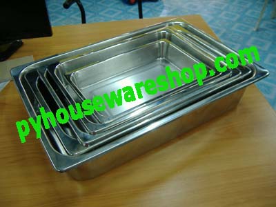อ่างอาหารสแตนเลส 11, 13, 15, 17, 19 นิ้ว, ถาดอาหารสเตนเลส, ถาดสี่เหลี่ยมลึก, Food Pan, Rectangular Tray, ถาดสแตนเลสทรงสี่เหลี่ยมลึก