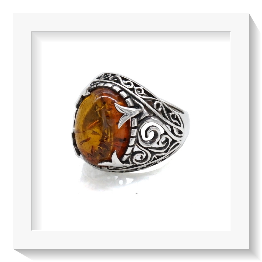#แหวนหินมงคล #อำพัน แหวนเงินแท้ฝังด้วยอำพัน นำเข้าจากโปแลนด์ (Silver Ring with Amber) ในเรื่องของความรักอำพันสีเหลืองส้มเป็นสัญลักษณ์แห่งความงามและอ่อนโยน