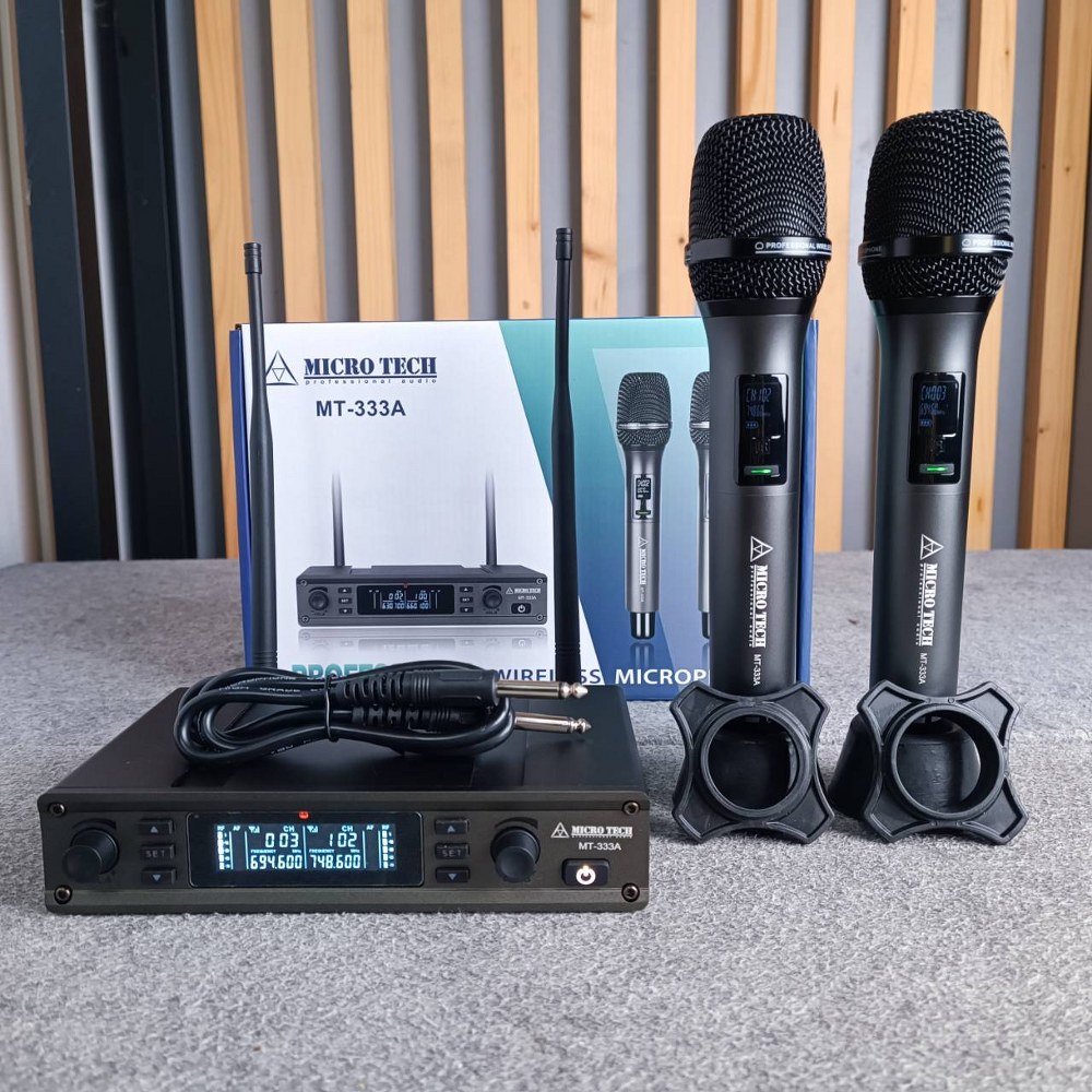 MICROTECH MT-333A ไมค์ลอย ถือคู่ UHF MT 333A MT333A ไมค์ลอยมือถือคู่UHF ไมโครโฟนแบบไร้สาย เอไอ-ไพศาล