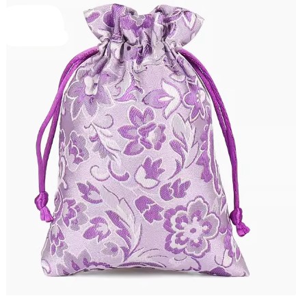 ถุงผ้าใส่ของขวัญ ของชำร่วย ของที่ระลึก งานแต่งงาน ขนาด 10*14 cm ผ้าลินินปักลาย ดอกไม้ มังกรทอง 264753