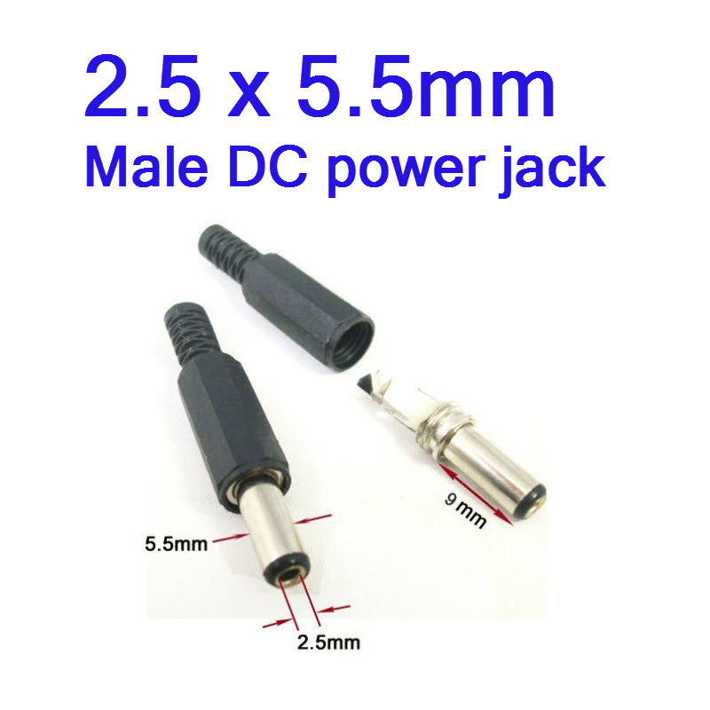 2.5 x 5.5mm Male DC power jack