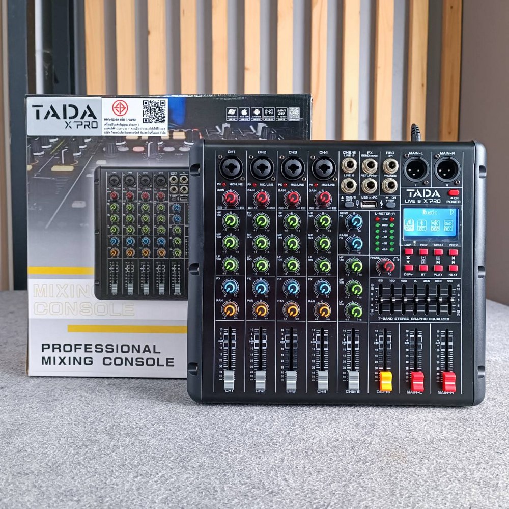 TADA LIVE-6 MIXER มิกเซอร์ ธาดา LIVE 6 LIVE6 Bluetooth มี USB เล่น Mp3 ได้ มีเอฟเฟกแท้ effect EQ 7 แบนด์ มี REC บันทึกเสียงได้ เอไอ-ไพศาล
