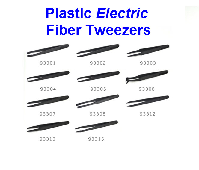 Tweezers Anti-static black/white carbon fiber แบบพลาสติก