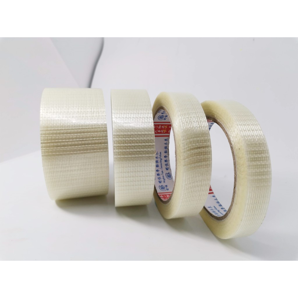 เทปใยสัปปะรด เทปตาข่ายไฟเบอร์กลาส ทนต่อแรงดึง เทปใยแก้ว Fiber tap สำหรับติดแบตเตอรี่ รัดของ