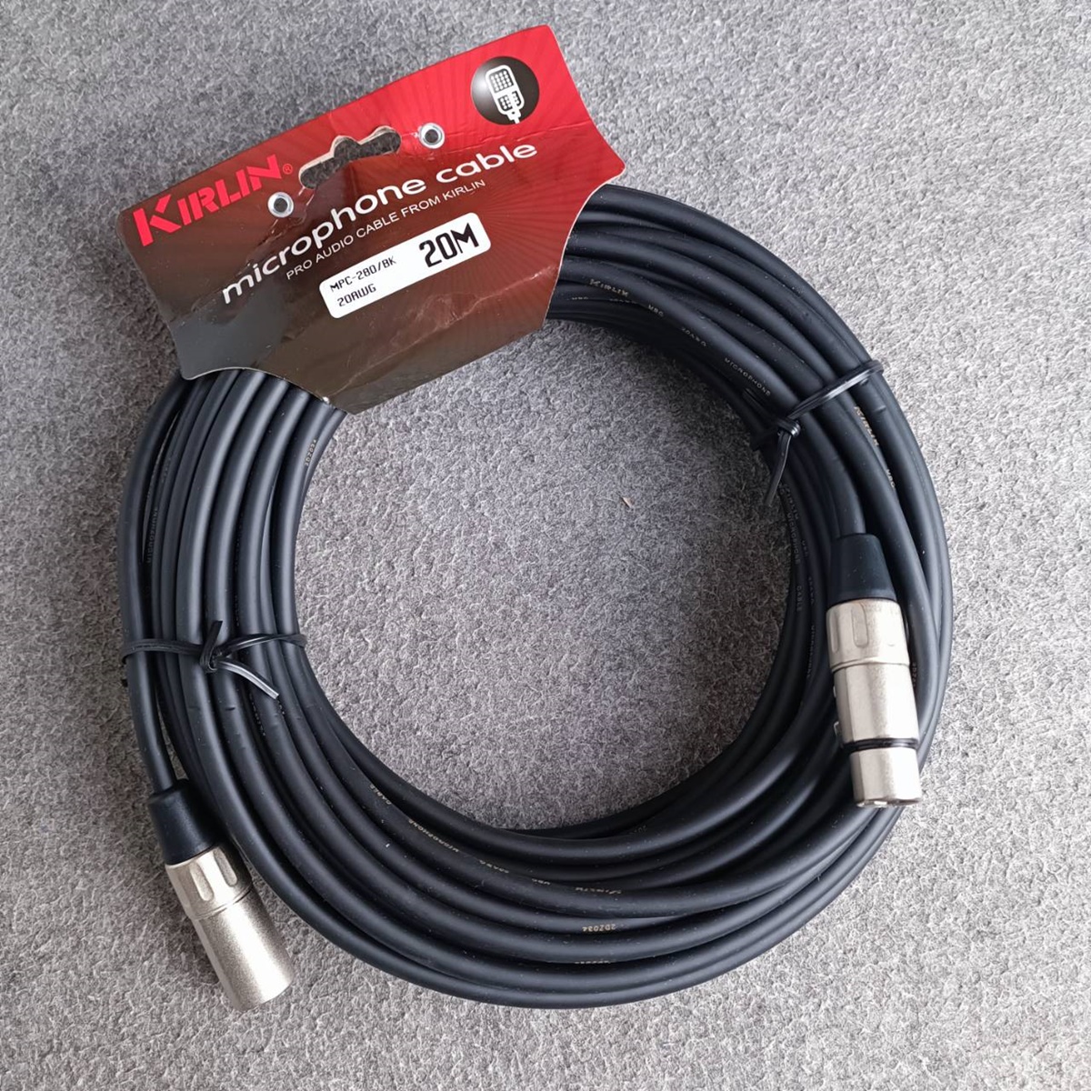 20เมตร KIRLIN XLR ผู้-เมีย MPC-280-20M สายไมค์ XLRหัวท้าย สายสัญญาณ CANNONผู้ออกเมีย สายบาลานซ์ เอไอ-ไพศาล