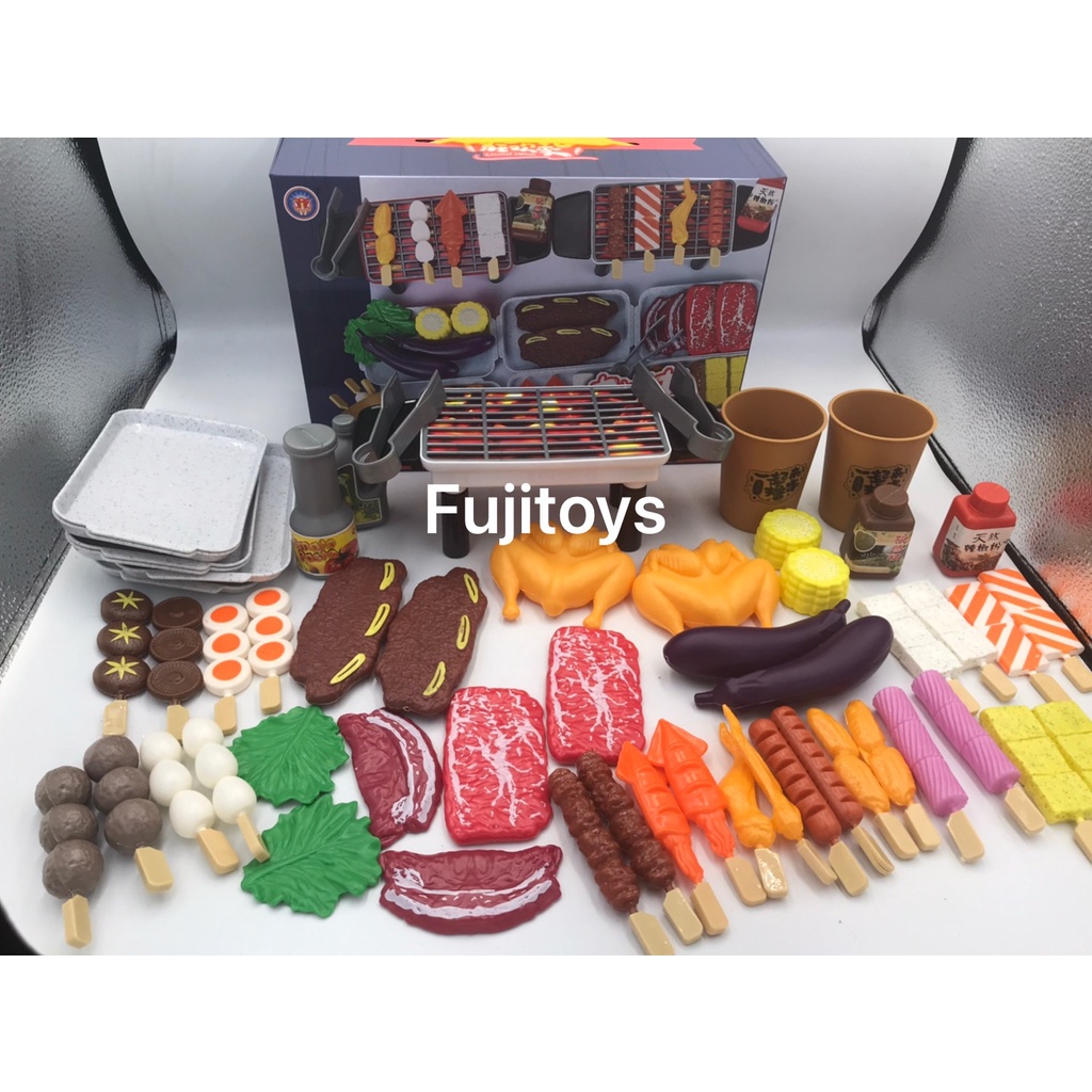 S2182 ของเล่นเด็กเซตเตาบาร์บีคิวพร้อมอาหาร 54 ชิ้น กล่องละ