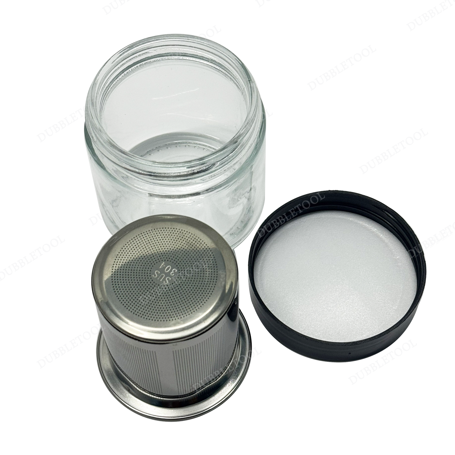 ขวดแก้วล้างเพชร ขวดแก้วล้างพลอย ขวดแก้วแช่เพชร โหลแก้วล้างเพชร สแตนเลส(Stainless) SUS 304 Diamond Stone Washer