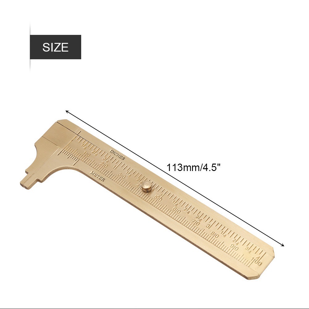เวอร์เนีย เวอร์เนียทองเหลือง เวอร์เนียวัดขนาดงาน 0-100mm 4นิ้ว Vernier Caliper Scale วัดขนาด วัด ทองเหลือง น็อต สกรู ข้อต่อ ไม้บรรทัด