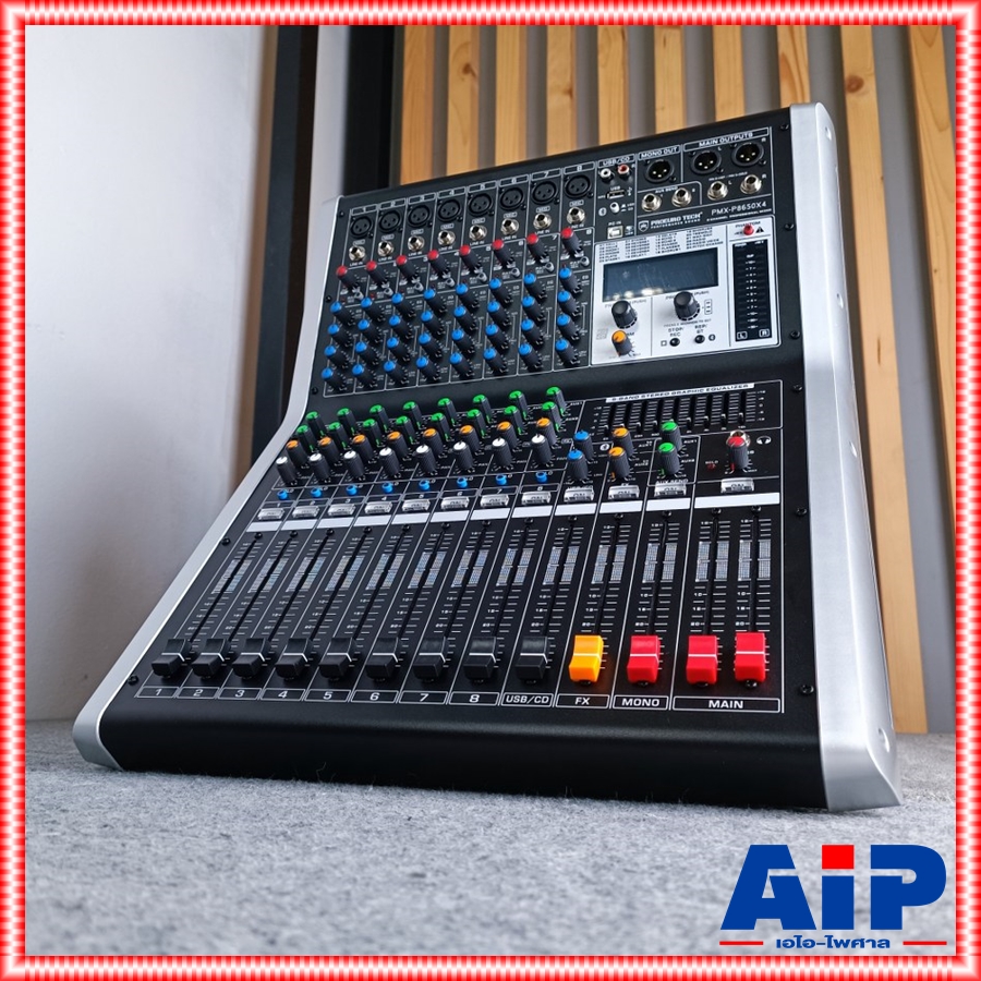 PROEUROTECH PMX-P8650 X4 POWERMIXER+บูลทูส เพาเวอร์มิกเซอร์ รุ่นใหม่ โปรยูโรเทค 8 ช่องไมค์ 4 ช่องขับลำโพง 650 วัตต์ ตัดความถี่ซับได้ PMXP8650X4 เอไอ-ไพศาล