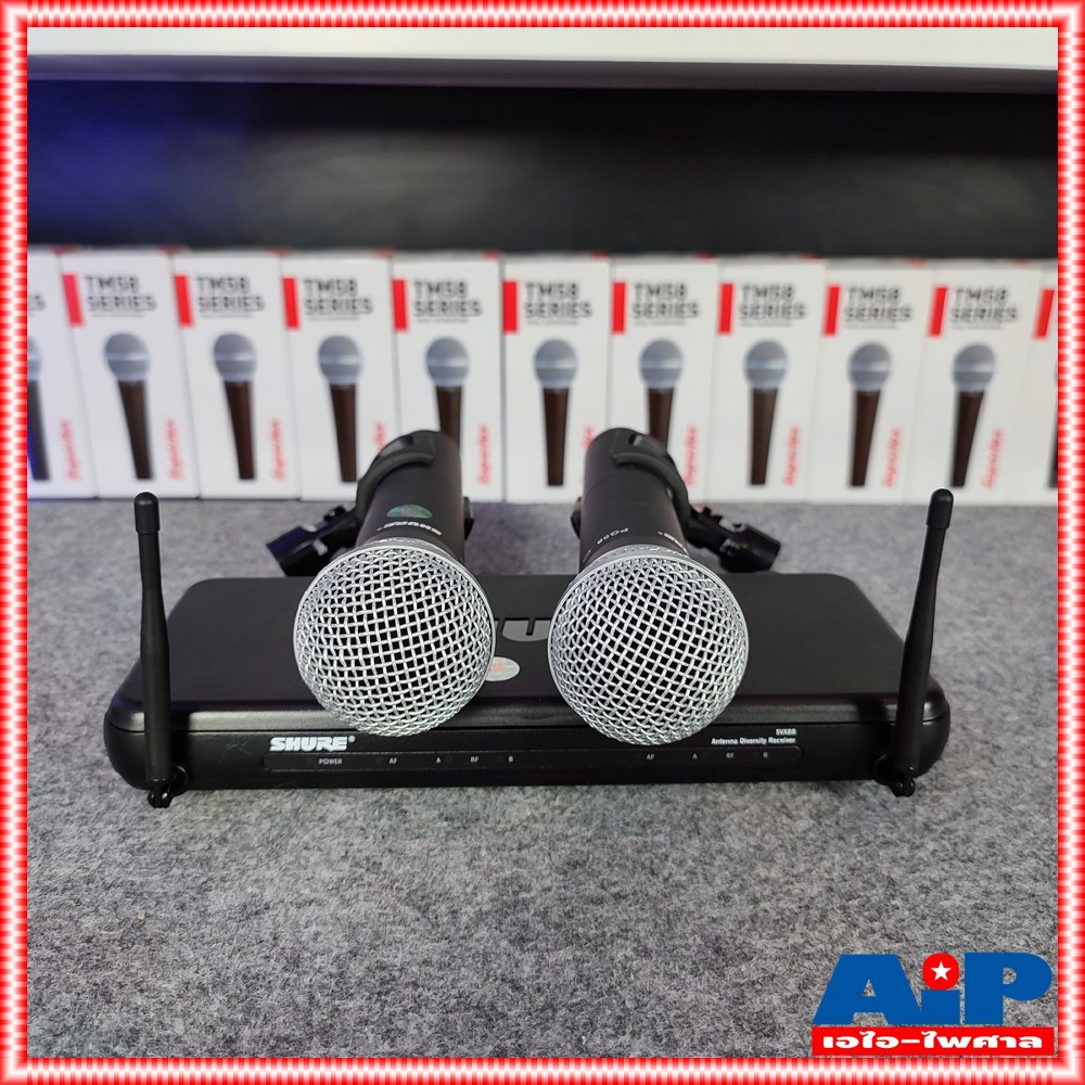 SHURE SVX288TH/PG58-M19 ไมค์ลอยคู่ ไมโครโฟนไร้สายแบบมือถือคู่ย่าน UHF ไมโครโฟน Wireless Microphone SVX288TH/PG58 M19 SVX288TH/PG58M19 เอไอ-ไพศาล +++