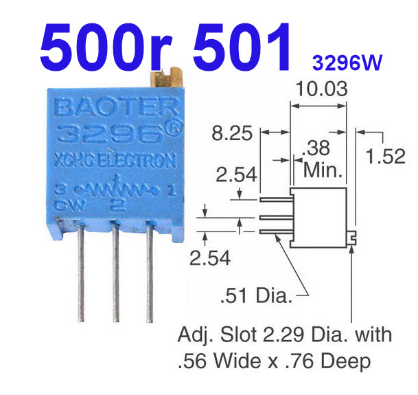 BAOTER VR เกือกม้า 500 ohm (501) 3296W Trimpot Variable Resistor (Trimmer Potentiometer)